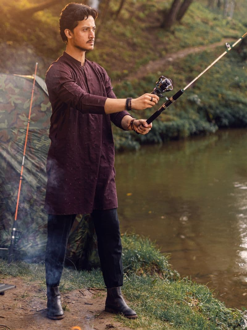 Maroon Blended Kurta thumbnail