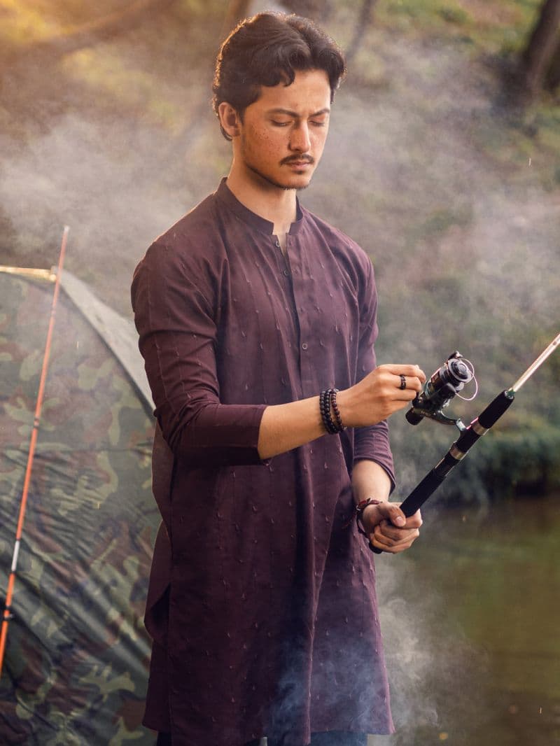 Maroon Blended Kurta thumbnail
