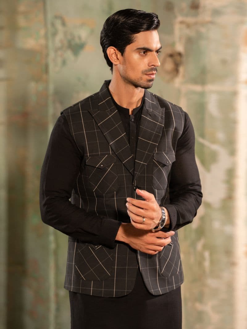 Black Cotton Waistcoat thumbnail
