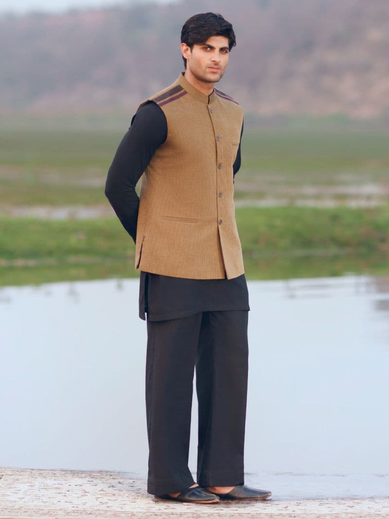 Mustard Cotton Cut & Sew Waistcoat thumbnail