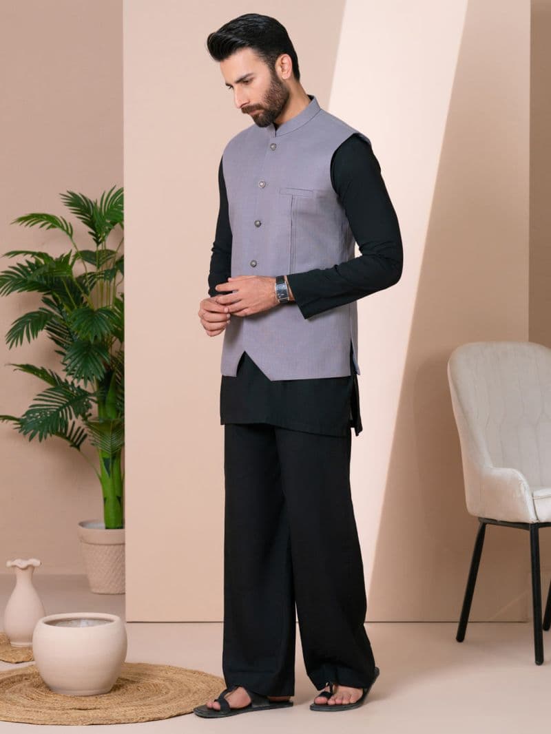 Grey Cotton Formal Waistcoat thumbnail