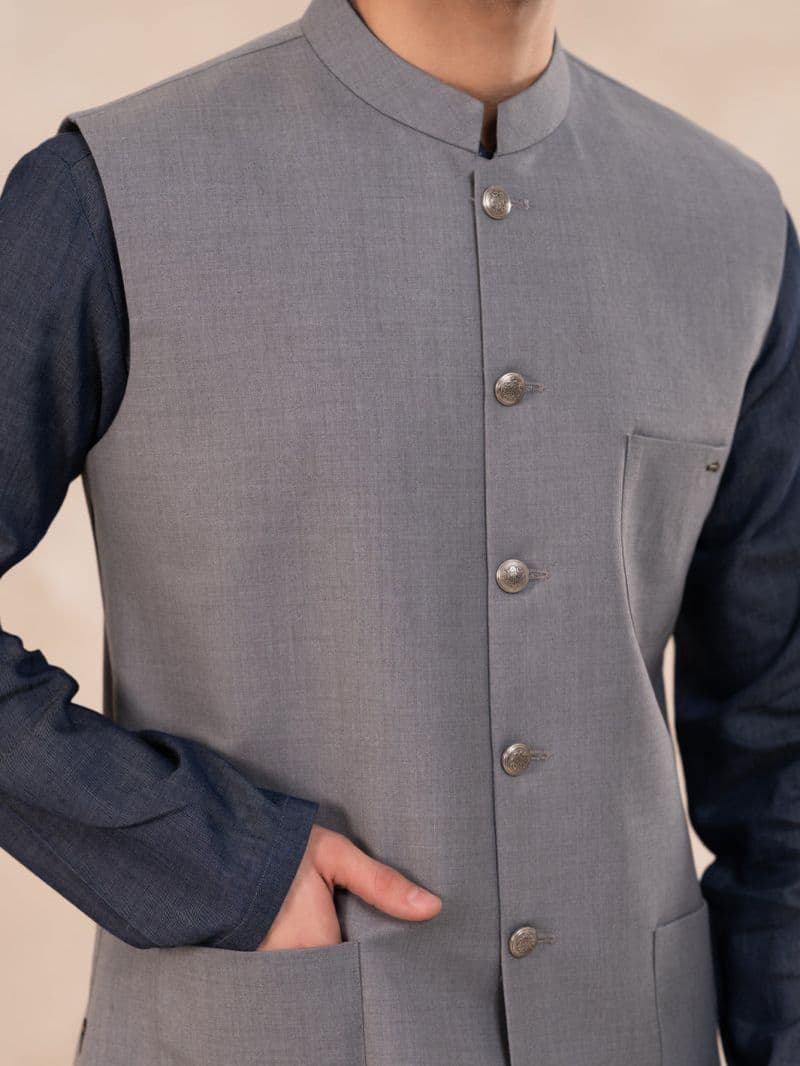 Light Grey Plain Waistcoat thumbnail