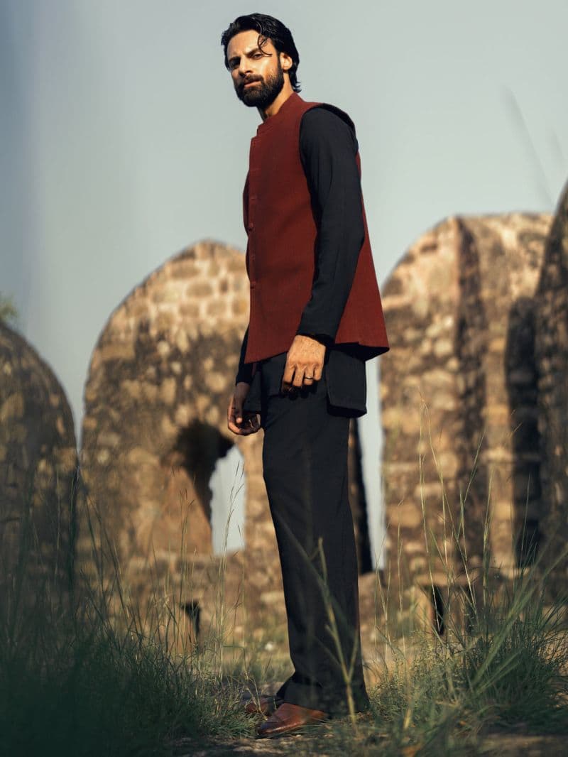 Black Maroon Formal Waistcoat thumbnail