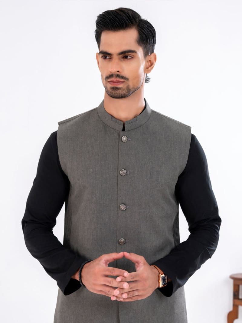 Olive Green Blended Waistcoat thumbnail