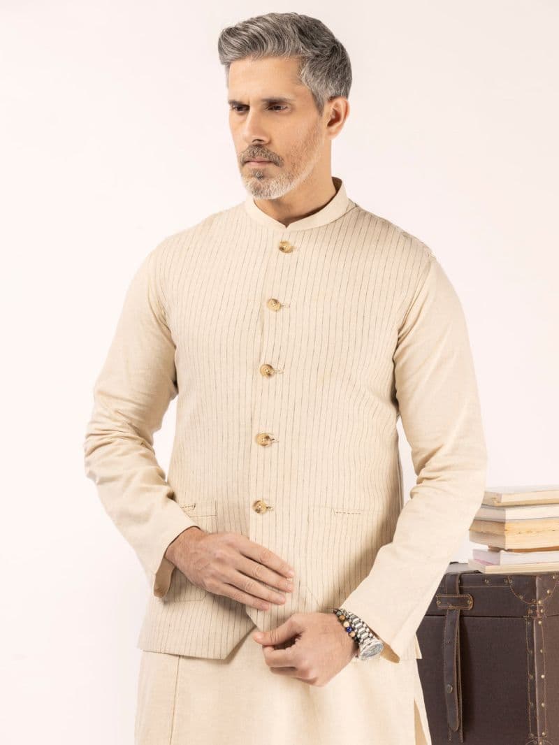 Beige Linen Waistcoat thumbnail