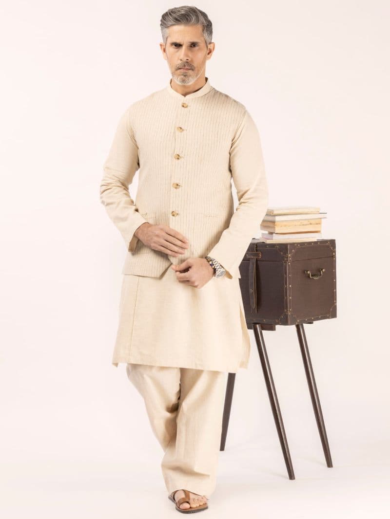 Beige Linen Waistcoat thumbnail