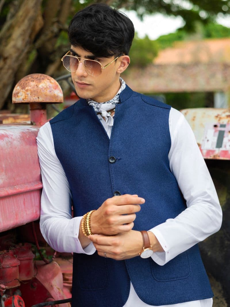 Blue Polyester Waistcoat thumbnail