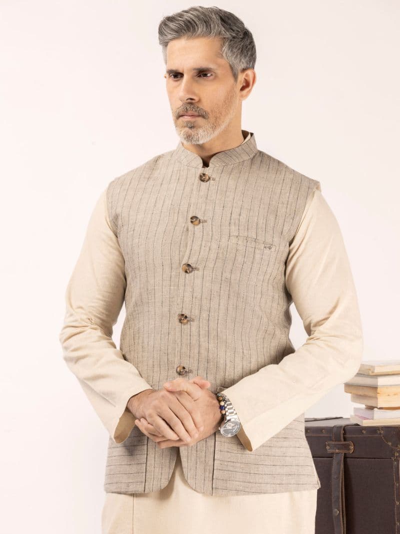 Beige Linen Waistcoat thumbnail
