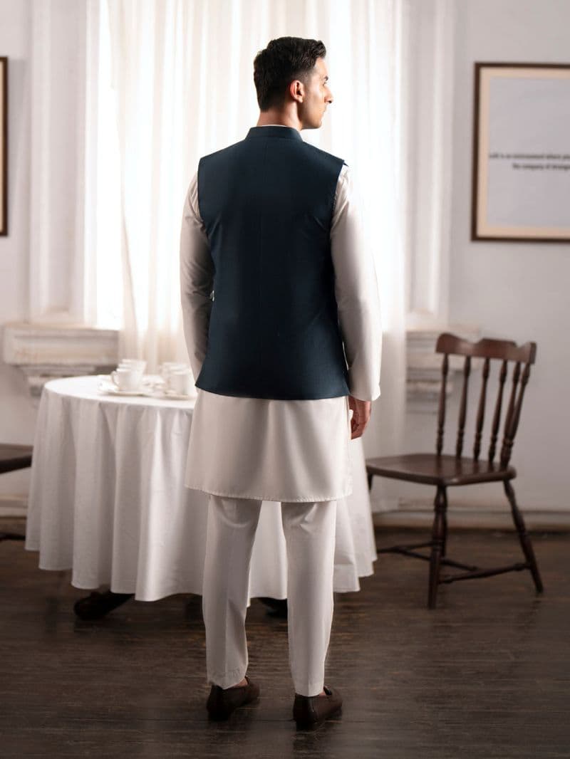 Teal Green Blended Waistcoat thumbnail