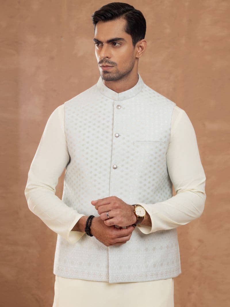 Ice Blue Blended Waistcoat thumbnail