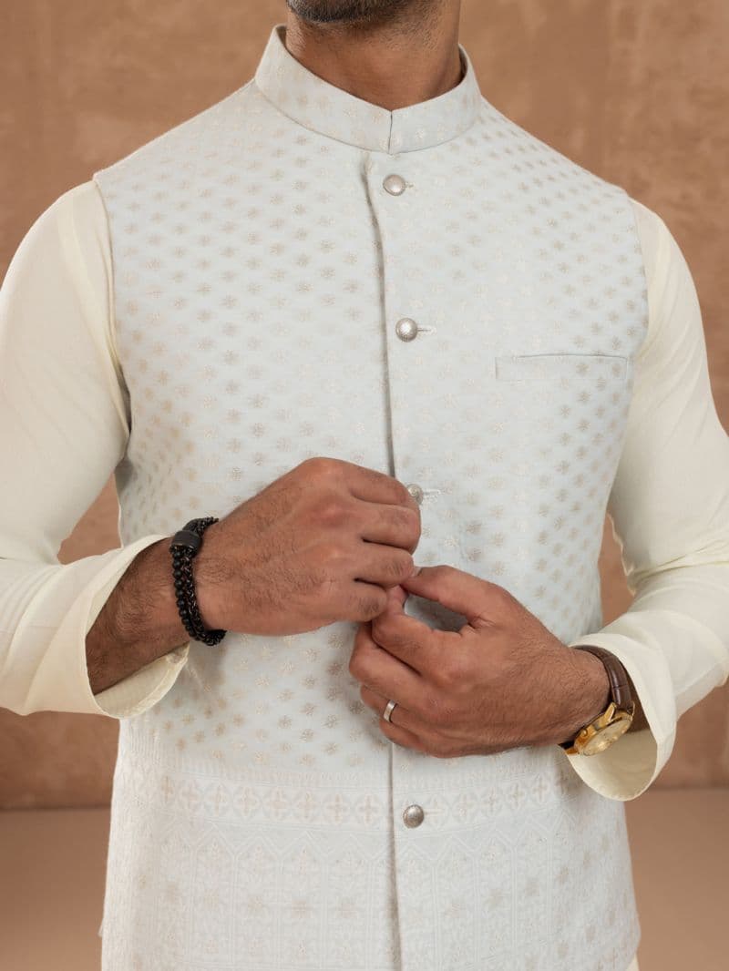 Ice Blue Blended Waistcoat thumbnail