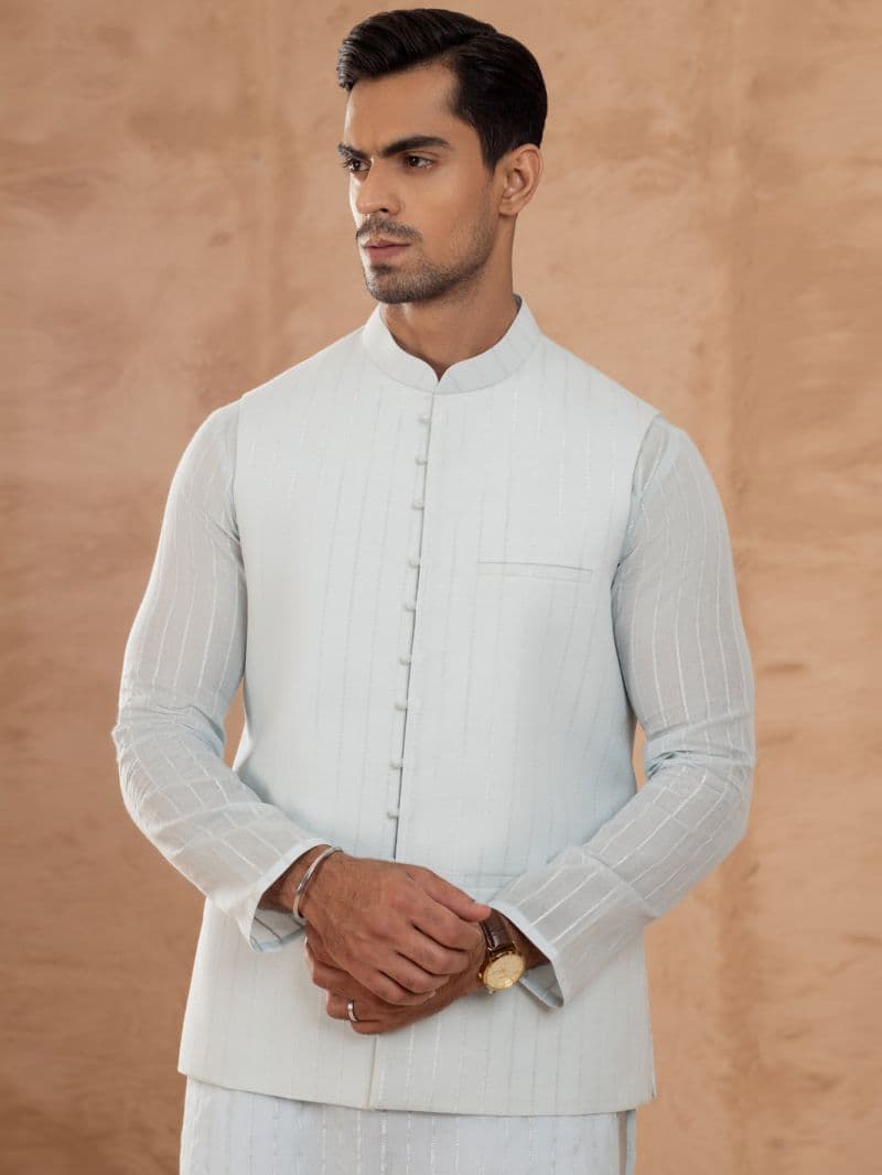 Sky Blue Cotton Waistcoat thumbnail