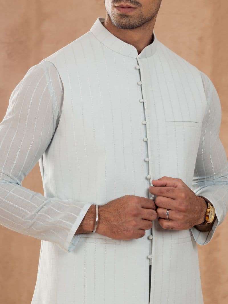 Sky Blue Cotton Waistcoat thumbnail