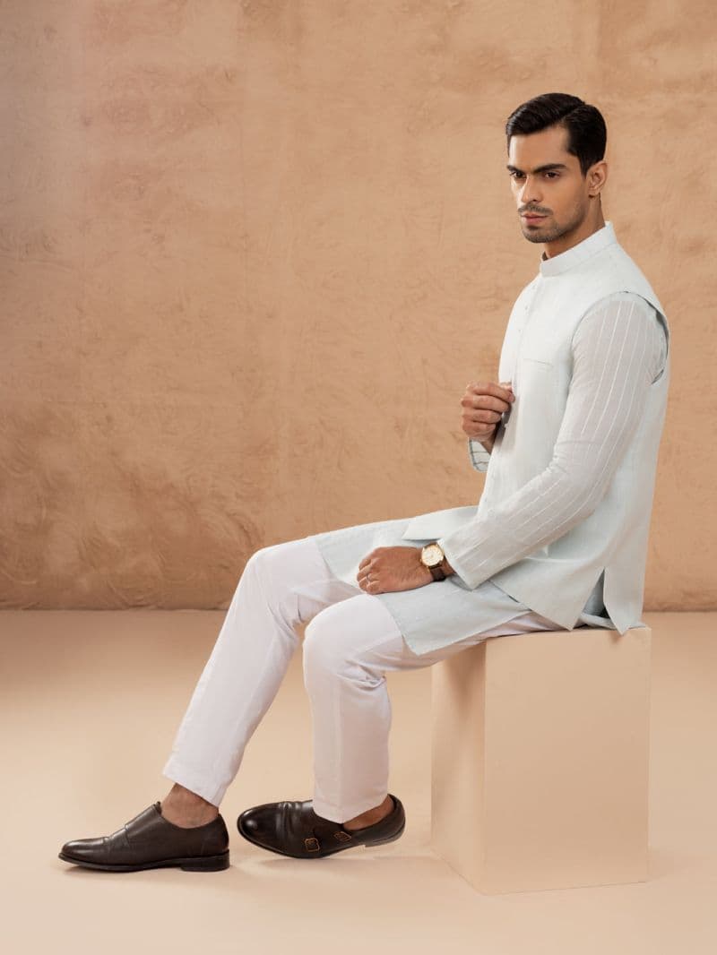 Sky Blue Cotton Waistcoat thumbnail
