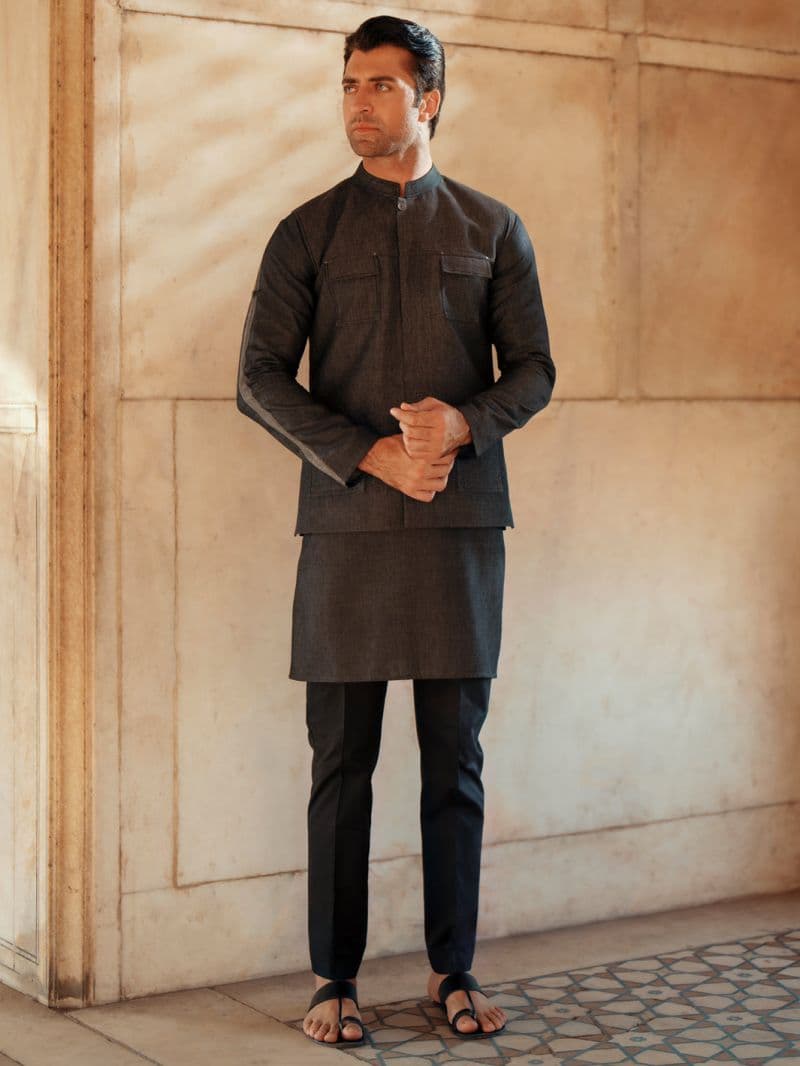 Charocal Grey Cotton Waistcoat thumbnail