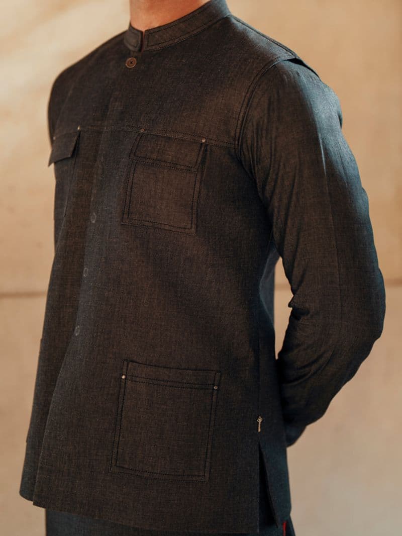 Charocal Grey Cotton Waistcoat thumbnail