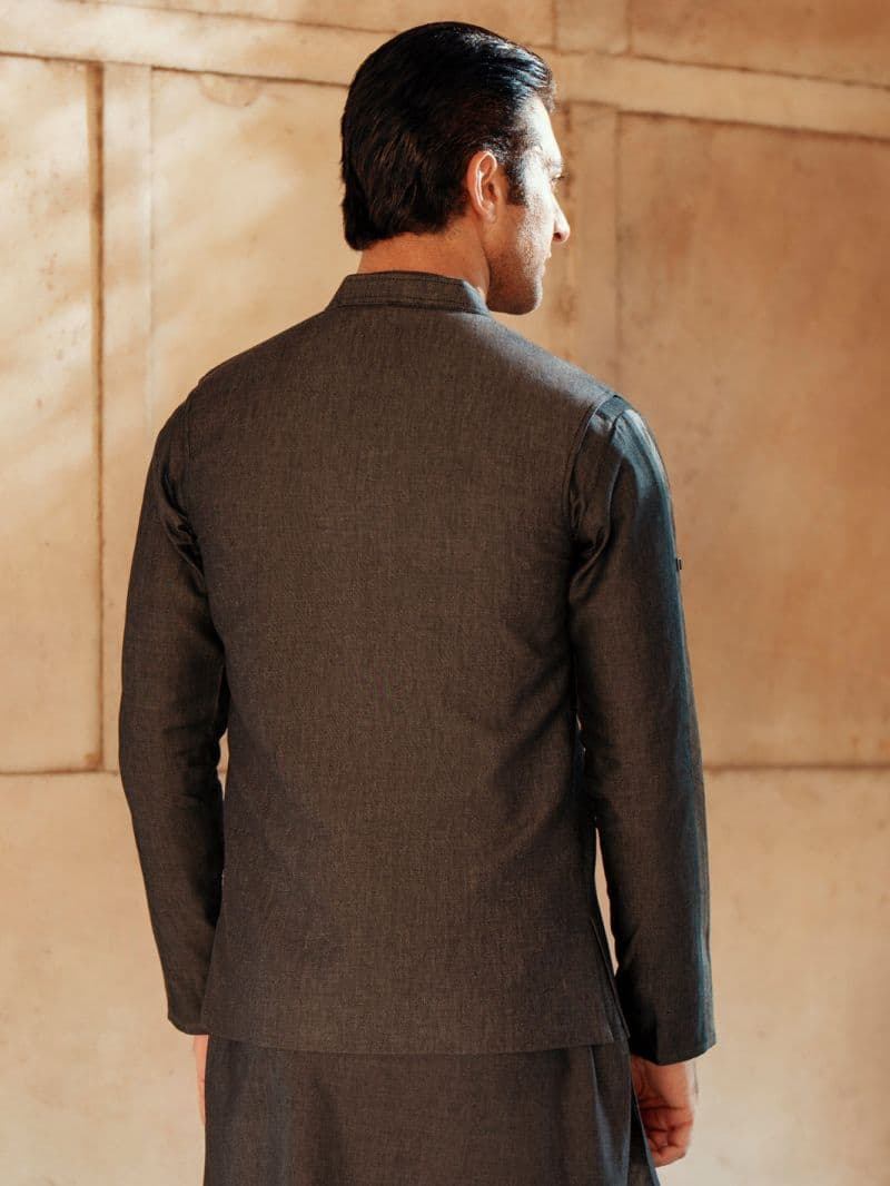 Charocal Grey Cotton Waistcoat thumbnail