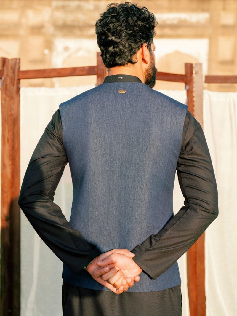 Indigo Polyester Cotton Waistcoat thumbnail