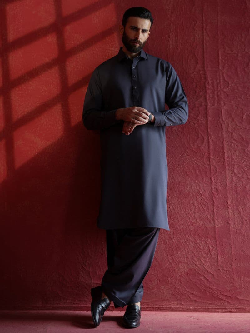 Dark Grey Kameez Shalwar thumbnail