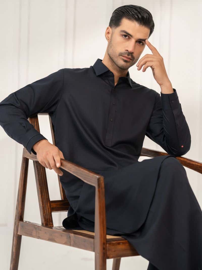Midnight Blue Kameez Shalwar - alternate view