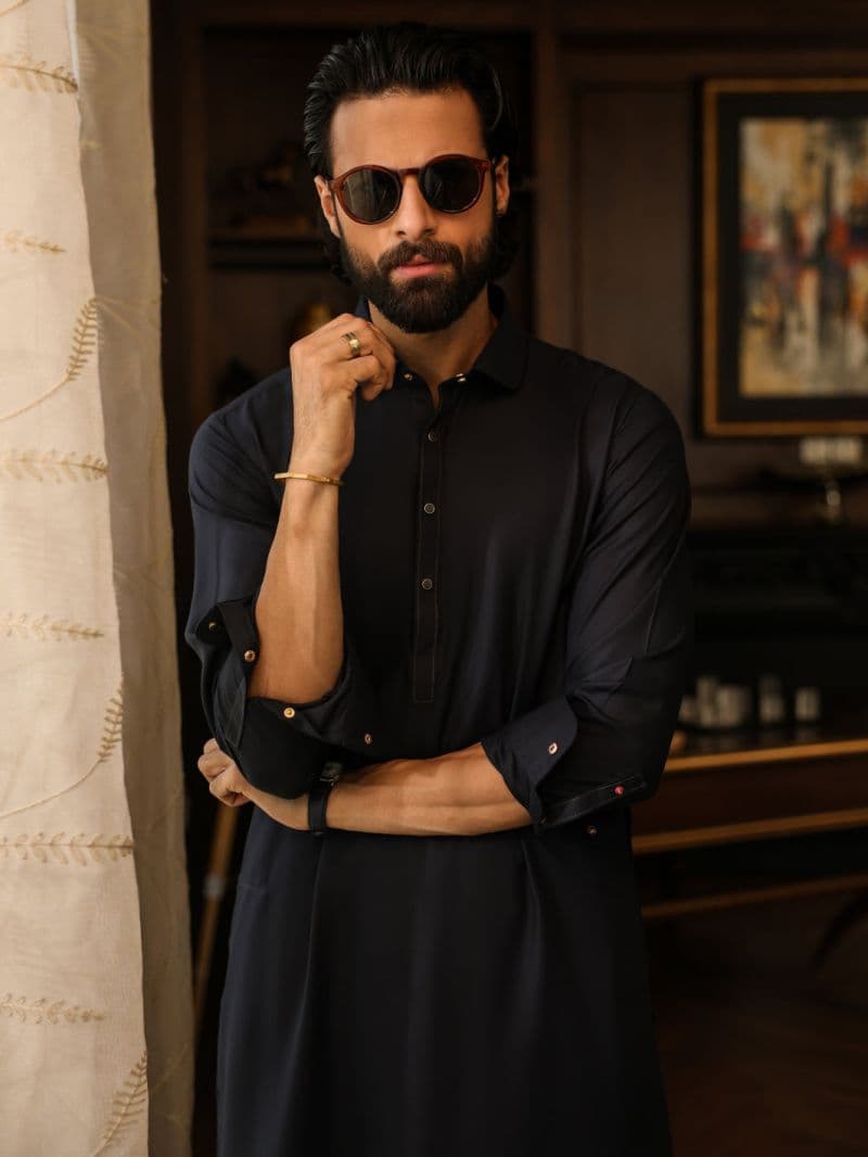 Dark Grey Plain Kameez Shalwar thumbnail
