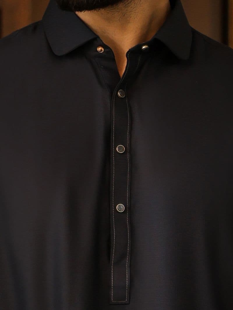 Dark Grey Plain Kameez Shalwar thumbnail