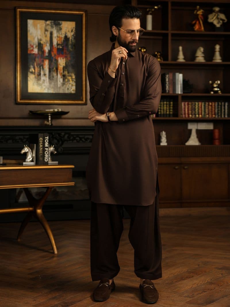 Brown Cut & Sew Kameez Shalwar thumbnail