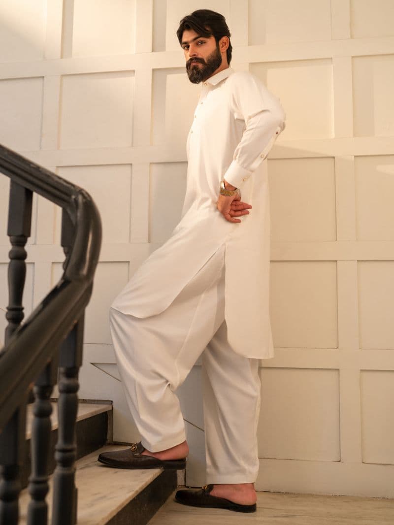 White Cut & Sew Kameez Shalwar thumbnail