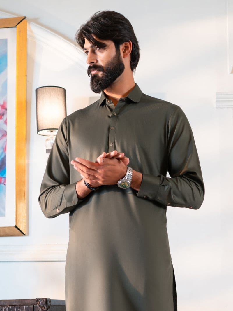Olive Cut & Sew Kameez Shalwar thumbnail