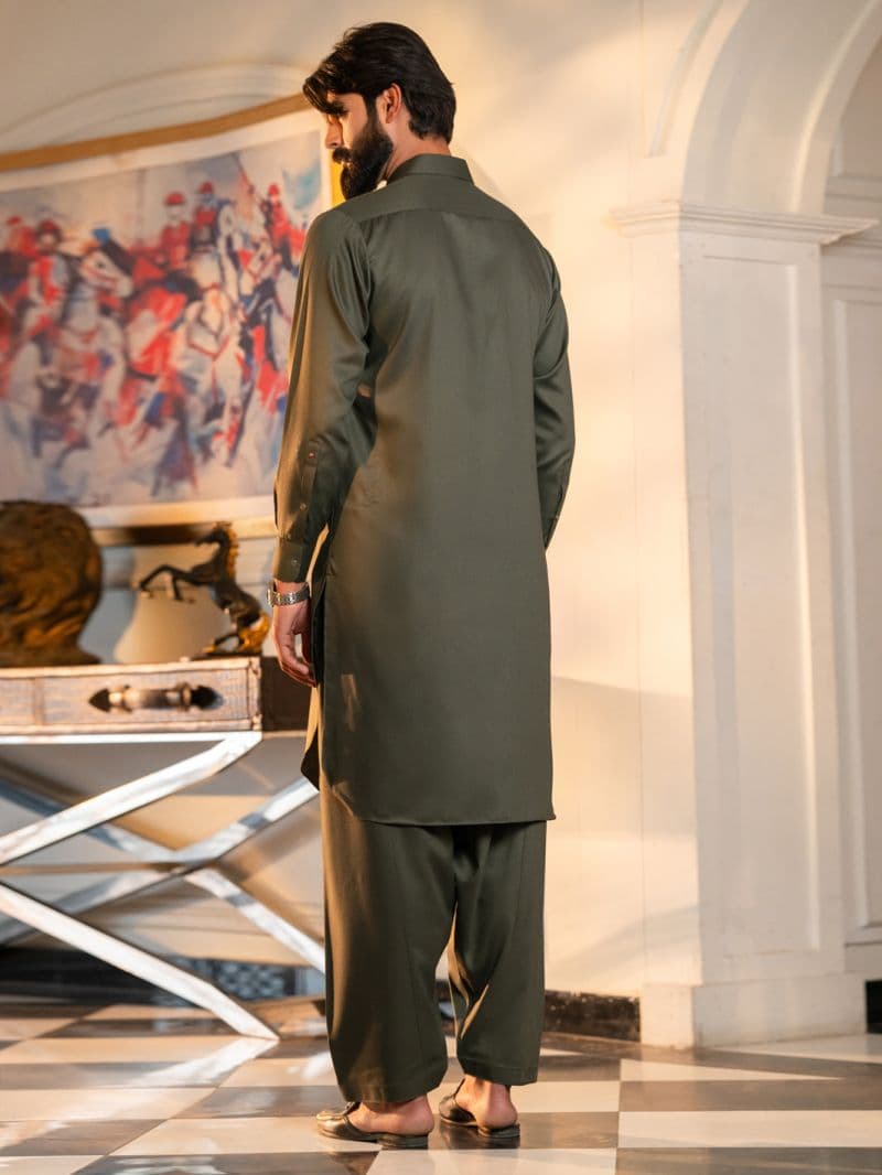 Olive Cut & Sew Kameez Shalwar thumbnail
