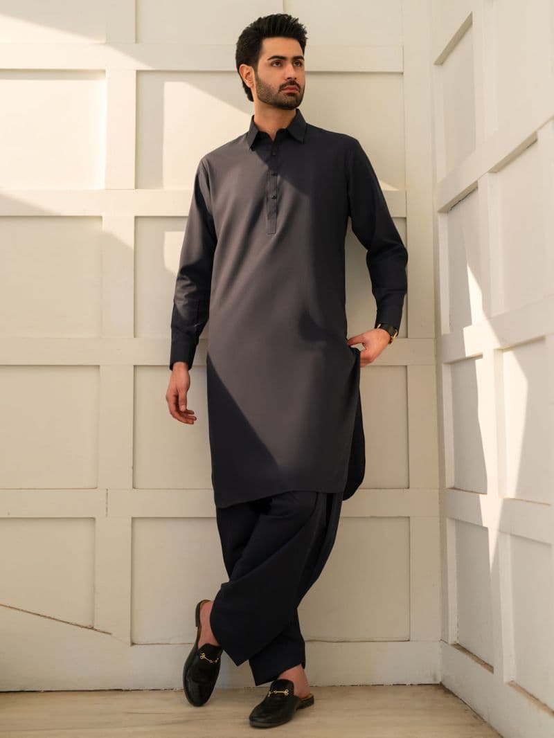 Midnight Blue Cut & Sew Kameez Shalwar thumbnail