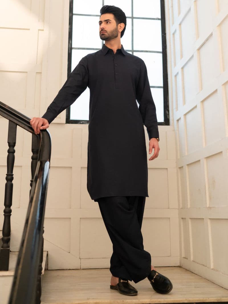 Midnight Blue Cut & Sew Kameez Shalwar thumbnail
