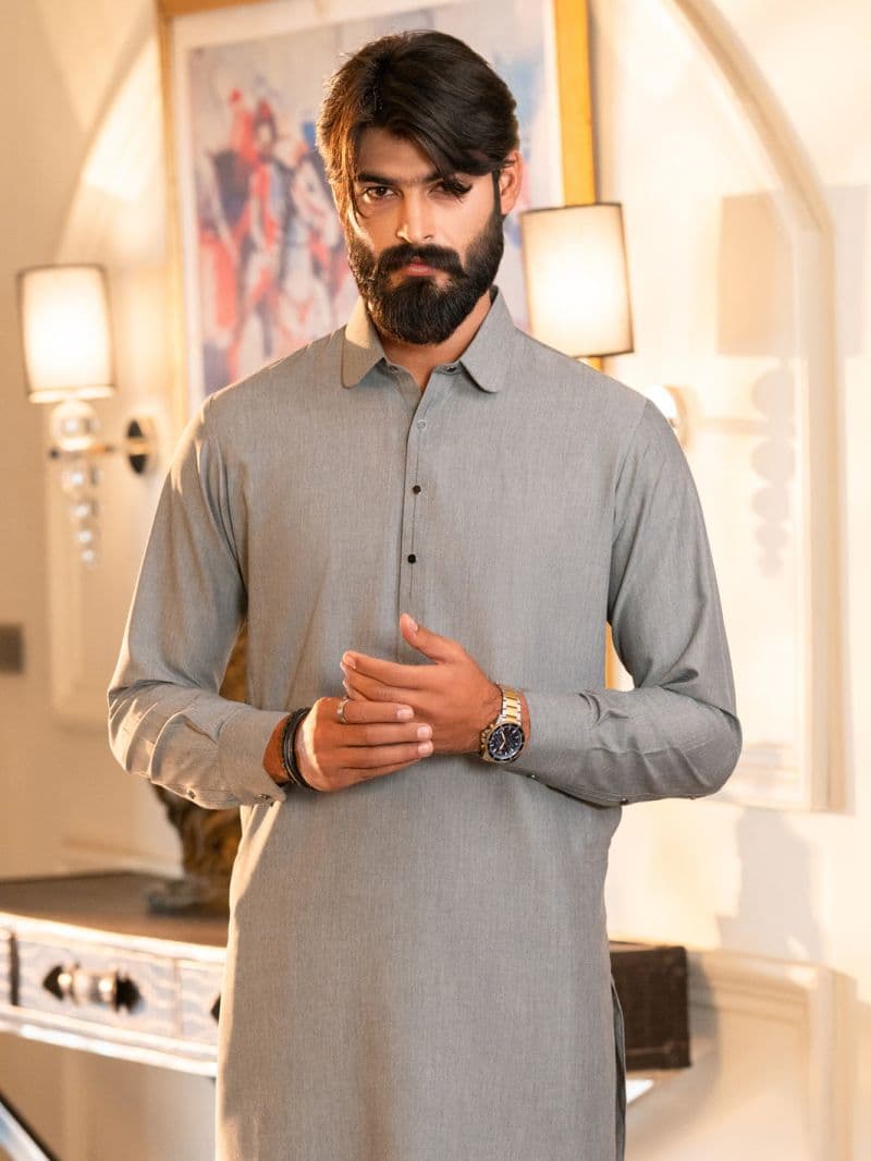Grey Cut & Sew Kameez Shalwar thumbnail