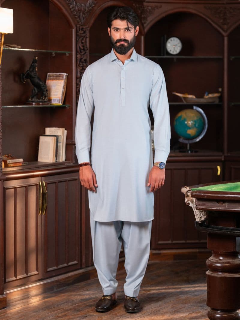 Sky Blue Cut & Sew Kameez Shalwar thumbnail
