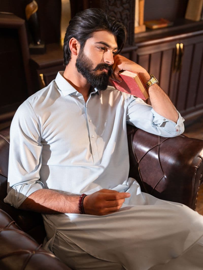 Sky Blue Cut & Sew Kameez Shalwar thumbnail