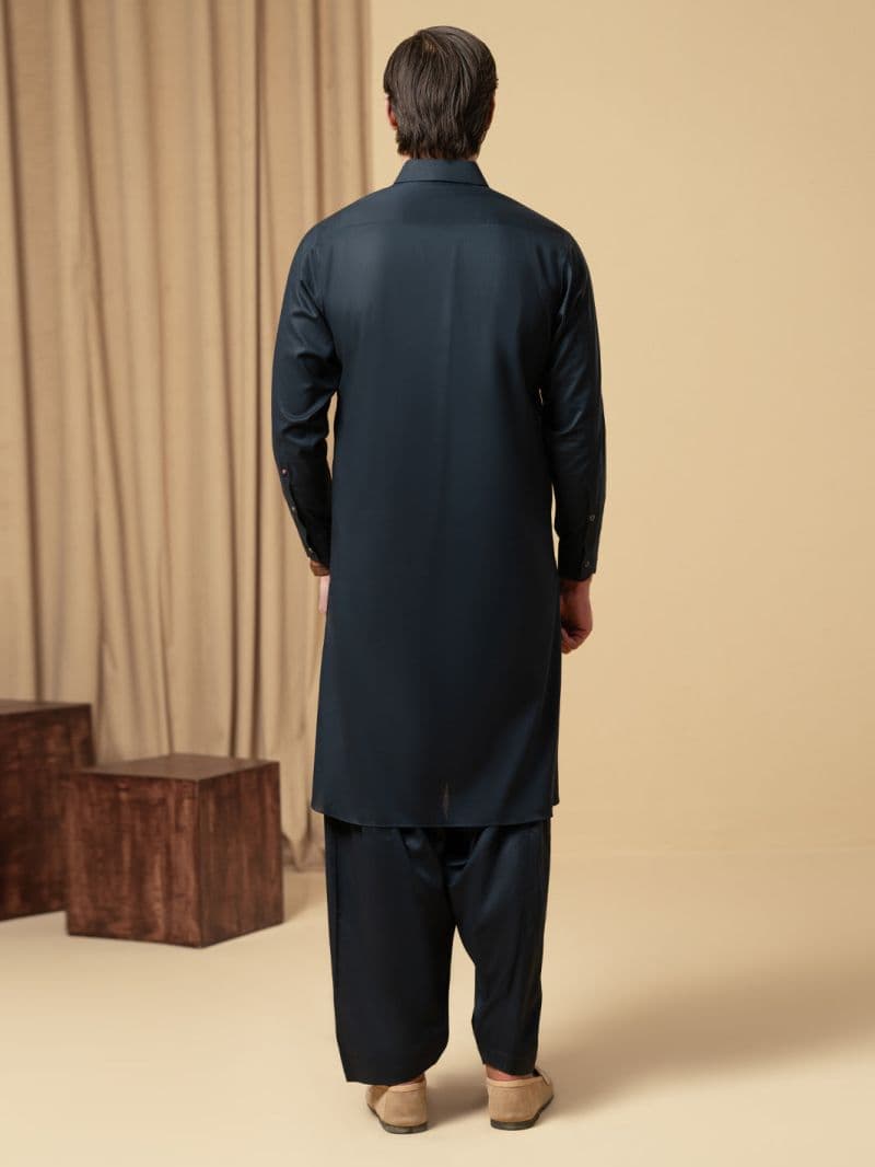 Navy Blue Cotton Kameez Shalwar thumbnail