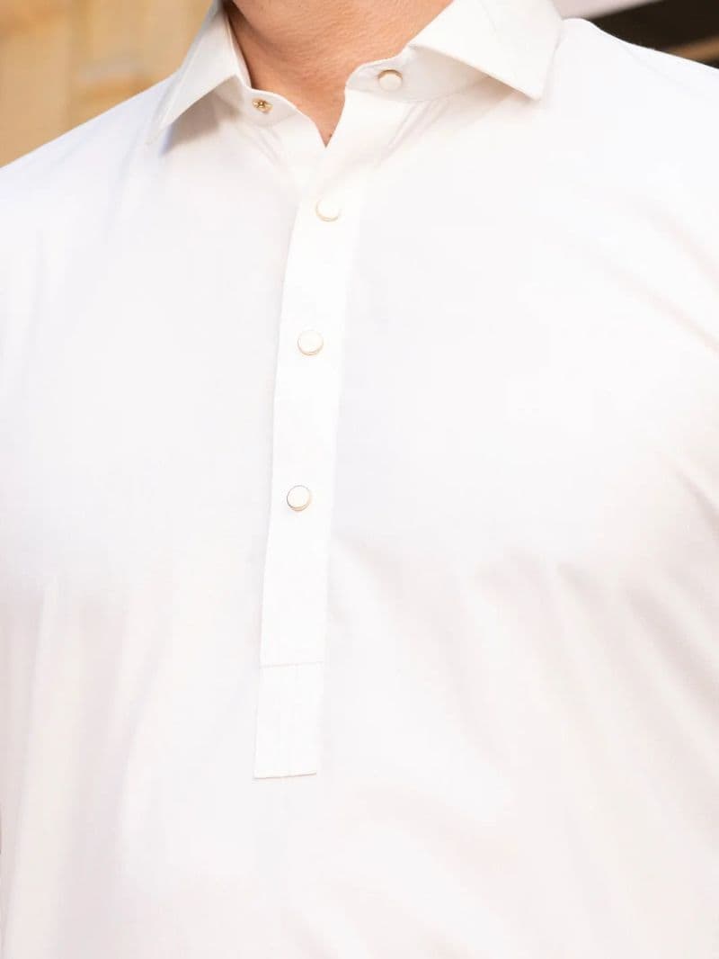 Off White Blended Kameez Shalwar thumbnail