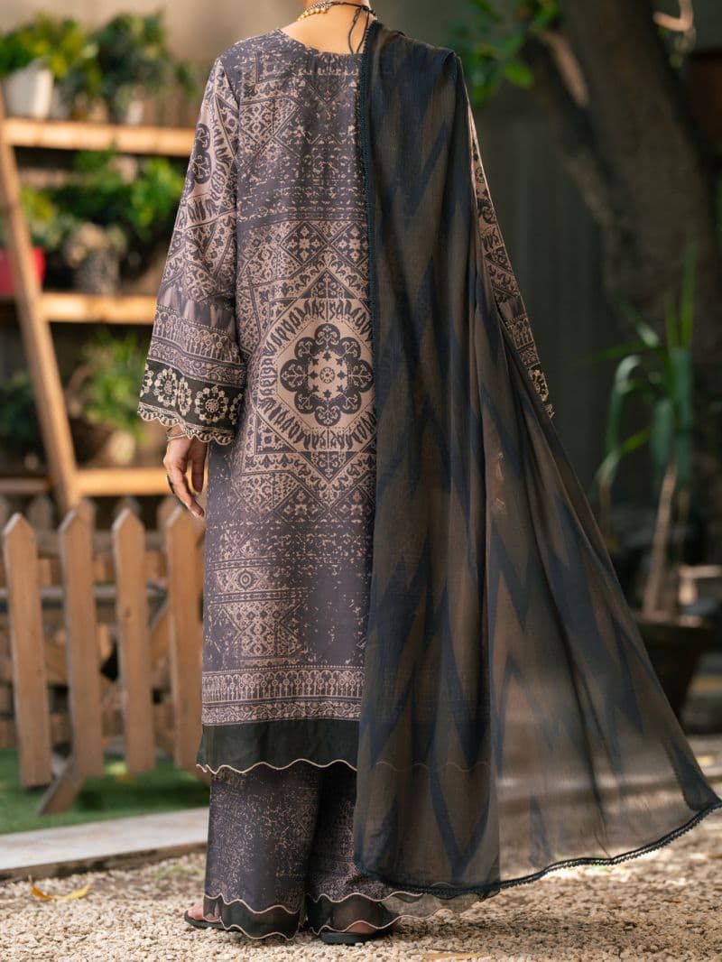 Brown Silk Lawn 3Pc Stitched thumbnail