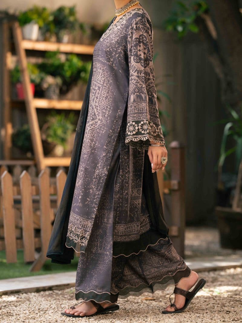 Brown Silk Lawn 3Pc Stitched thumbnail