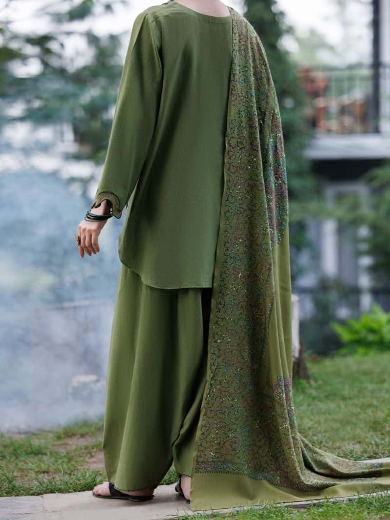 Mehndi Green Dobby 3Pc Stitched - alternate view