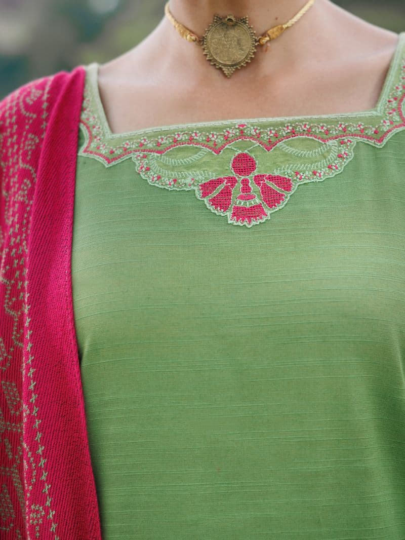 Parrot Green Light Khaddar Stitched 3Pc thumbnail