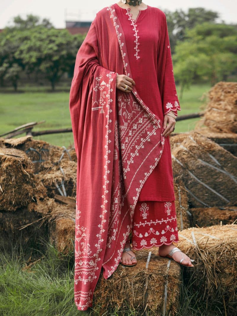 Pink Light Khaddar Stitched 3Pc thumbnail