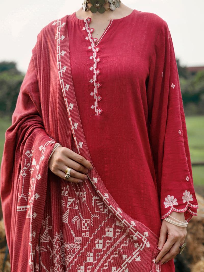 Pink Light Khaddar Stitched 3Pc thumbnail