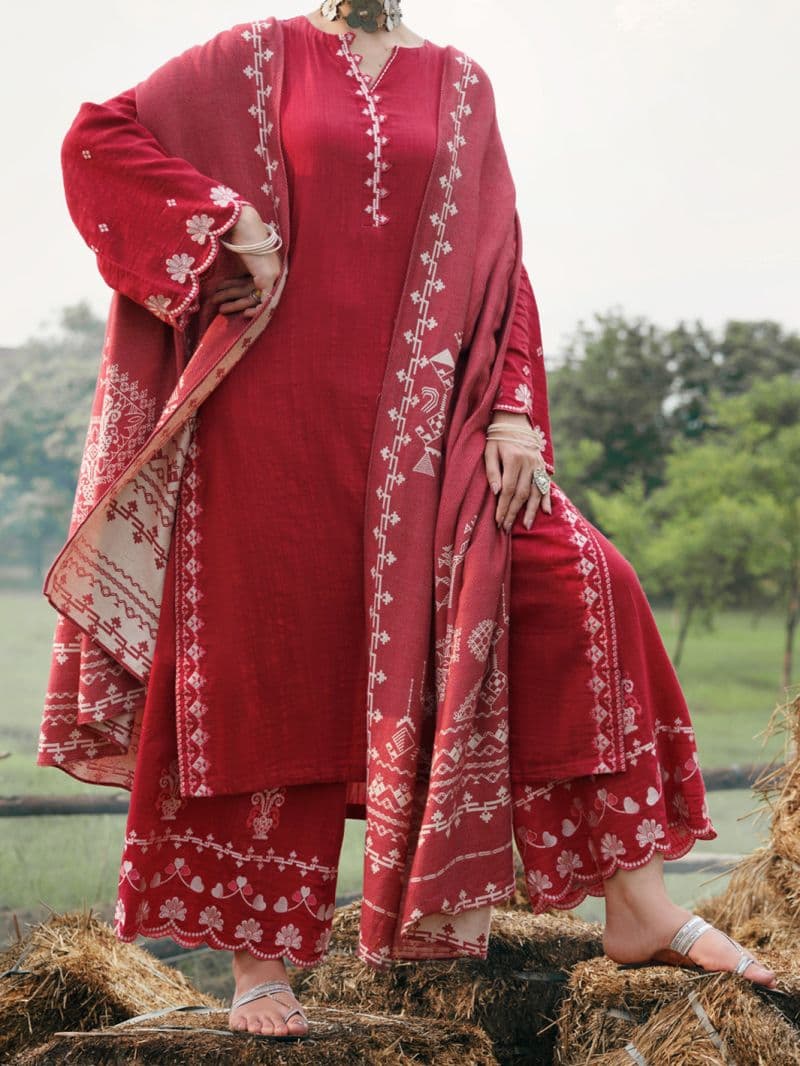 Pink Light Khaddar Stitched 3Pc thumbnail
