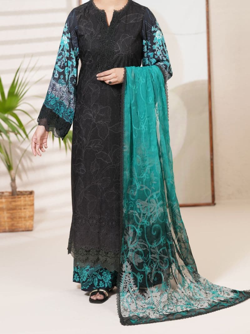 Black Silk Lawn Stitched 3Pc thumbnail