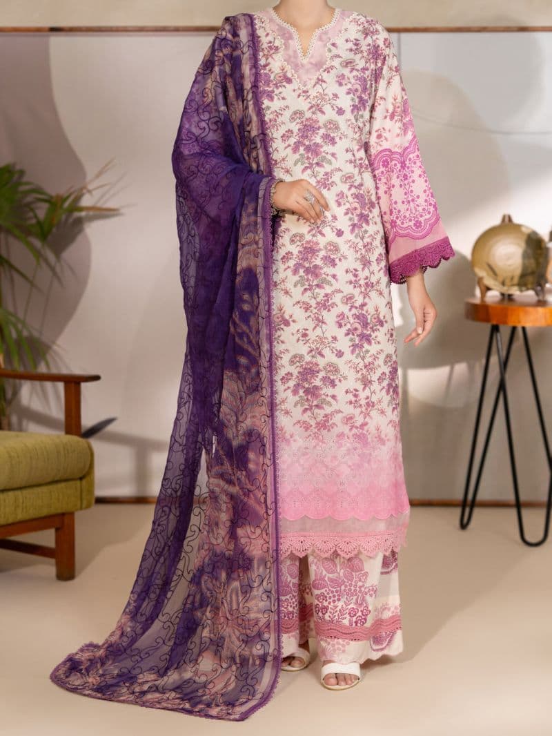 Purple Silk Lawn Stitched 3Pc thumbnail