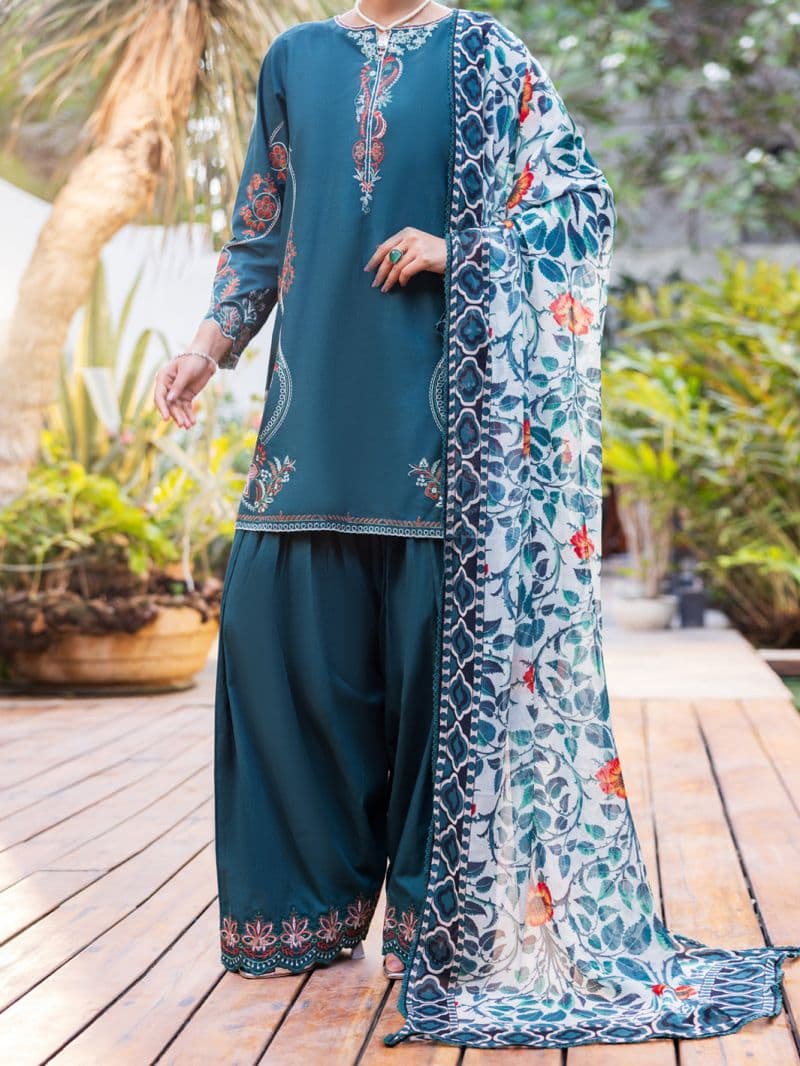 Dark Green Cambric Stitched 3Pc thumbnail