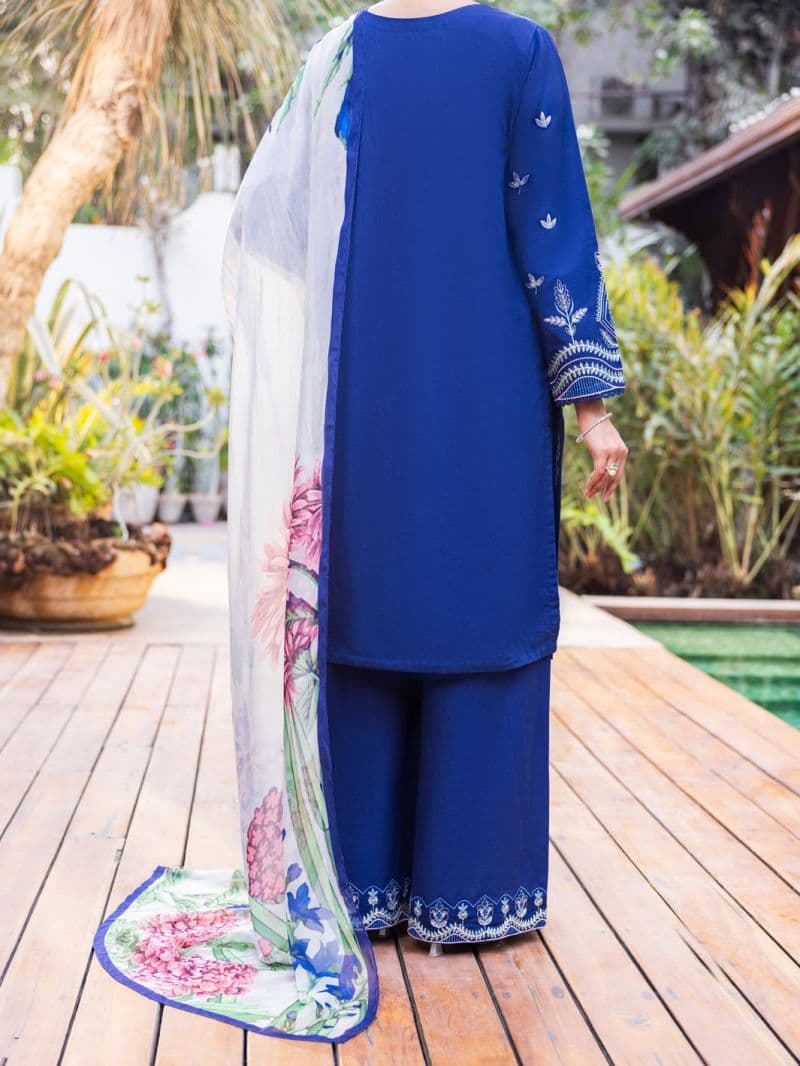 Blue Cambric Dyed Stitched 3PC thumbnail
