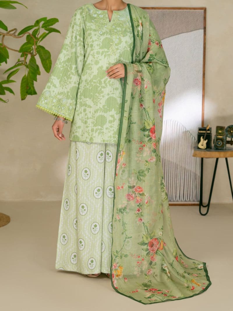 Green Swiss Jacquard 3Pc Stitched thumbnail
