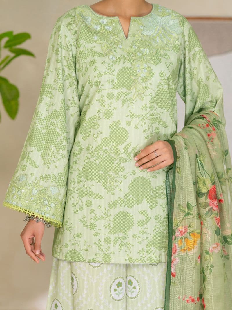 Green Swiss Jacquard 3Pc Stitched thumbnail